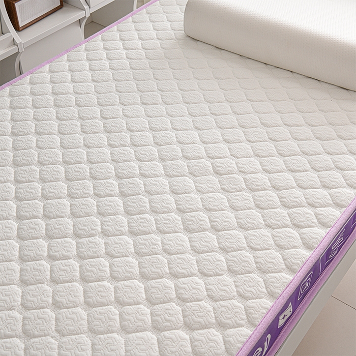 91家纺网 家纺一手货源 找家纺 赫本家纺 2025新款空气层抗压纤维棉立体床垫学生床垫 吉祥格紫