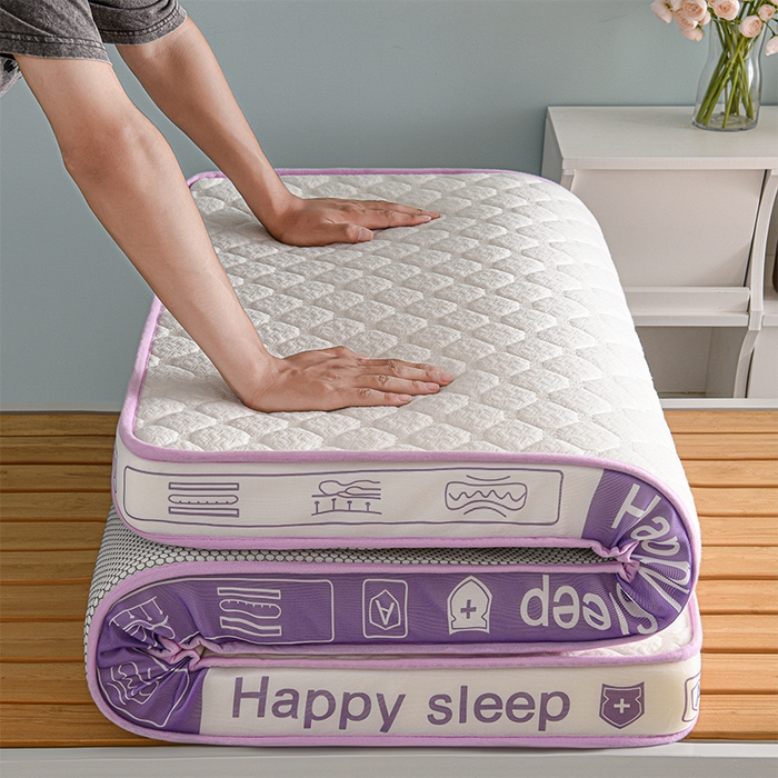 91家纺网 家纺一手货源 找家纺 赫本家纺 2025新款空气层抗压纤维棉立体床垫学生床垫 吉祥格紫