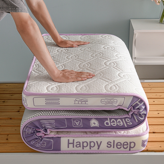 91家纺网 家纺一手货源 找家纺 赫本家纺 2025新款空气层抗压纤维棉立体床垫学生床垫 如意格紫