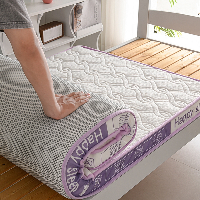91家纺网 家纺一手货源 找家纺 赫本家纺 2025新款空气层抗压纤维棉立体床垫学生床垫 如意格紫