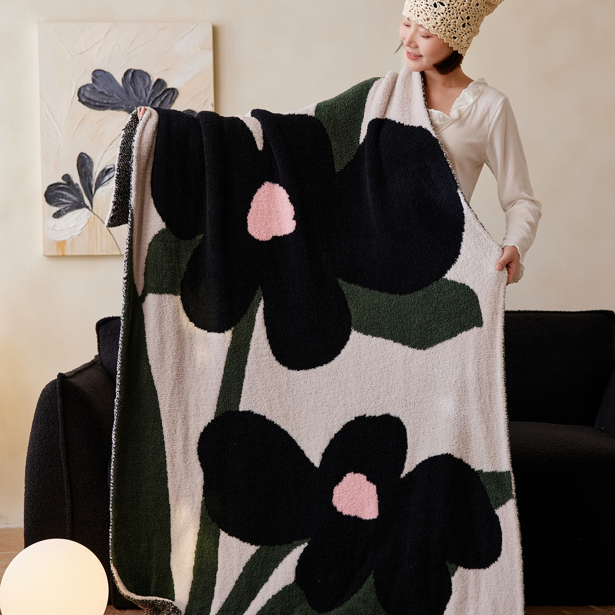 91家纺网 家纺一手货源 找家纺 （总）安莱生活 2025新款设计师款半边绒多功能盖毯