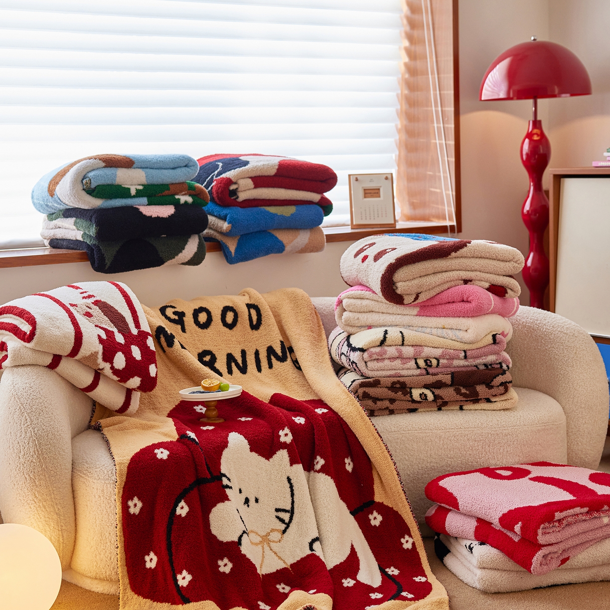 91家纺网 家纺一手货源 找家纺 （总）安莱生活 2025新款设计师款半边绒多功能盖毯