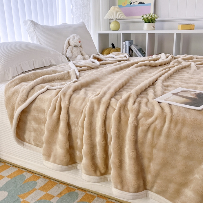 91家纺网 家纺一手货源 找家纺 （总）莱凯家纺 2025新款牛奶绒泡泡毯子盖毯毛毯-可跨境