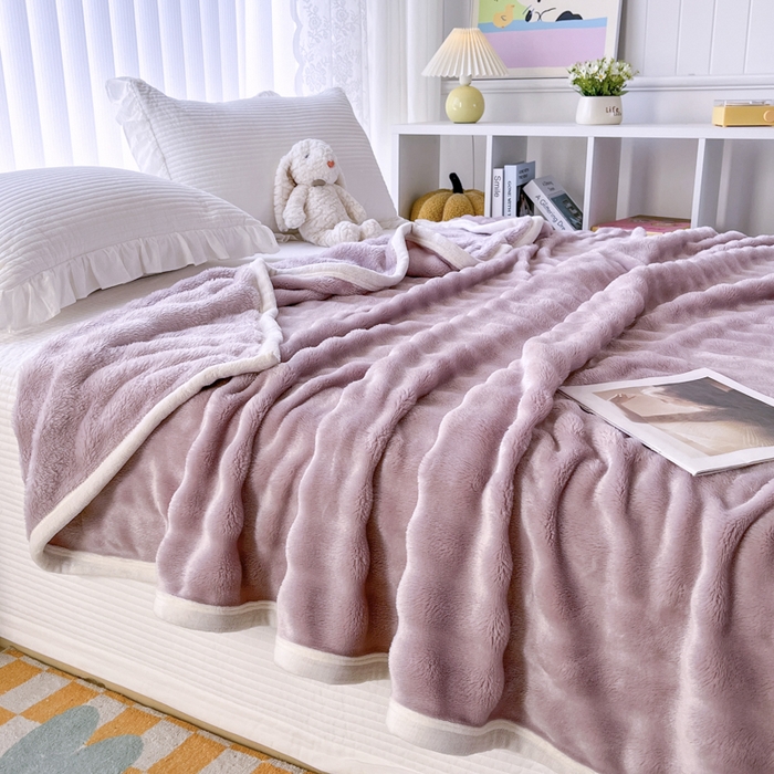 91家纺网 家纺一手货源 找家纺 （总）莱凯家纺 2025新款牛奶绒泡泡毯子盖毯毛毯-可跨境