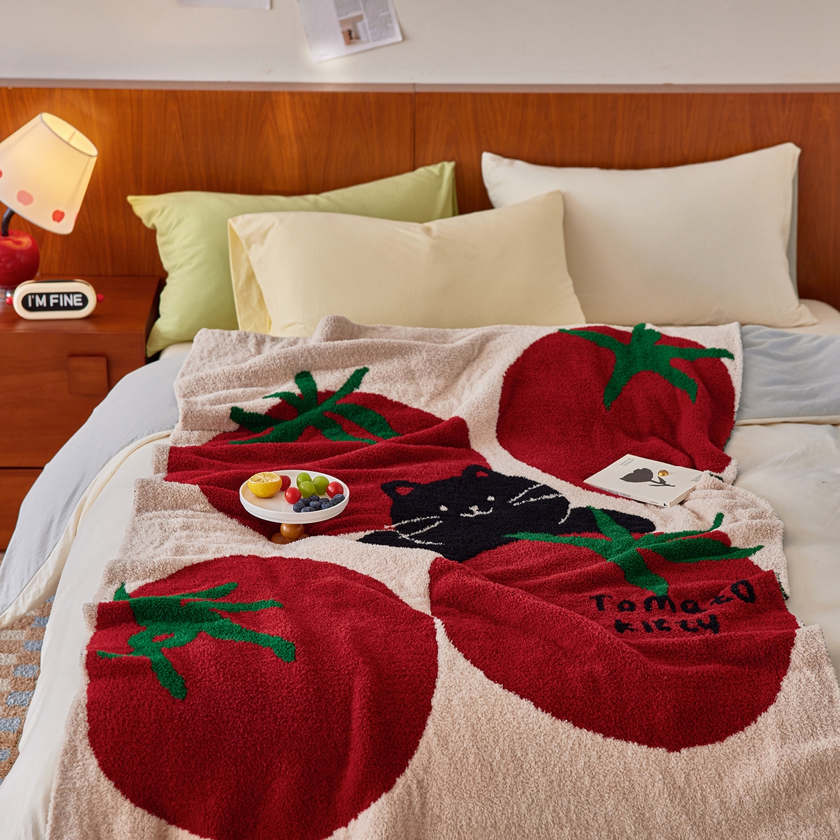 91家纺网 家纺一手货源 找家纺 安莱生活 2025新款设计师款半边绒多功能盖毯 西红柿首富