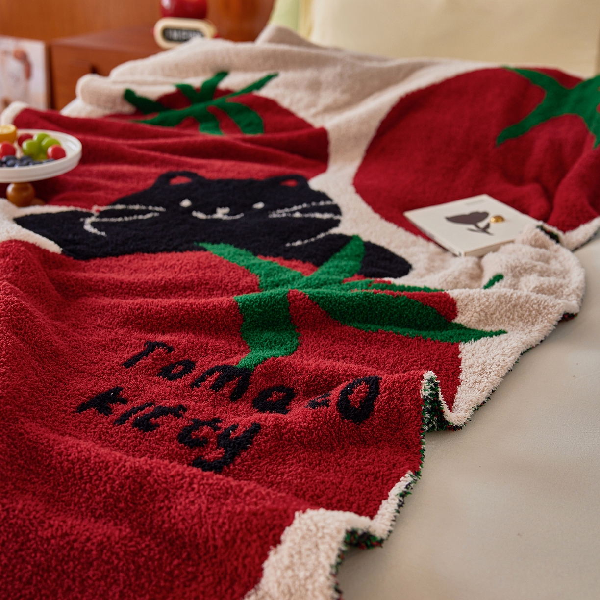 91家纺网 家纺一手货源 找家纺 安莱生活 2025新款设计师款半边绒多功能盖毯 西红柿首富