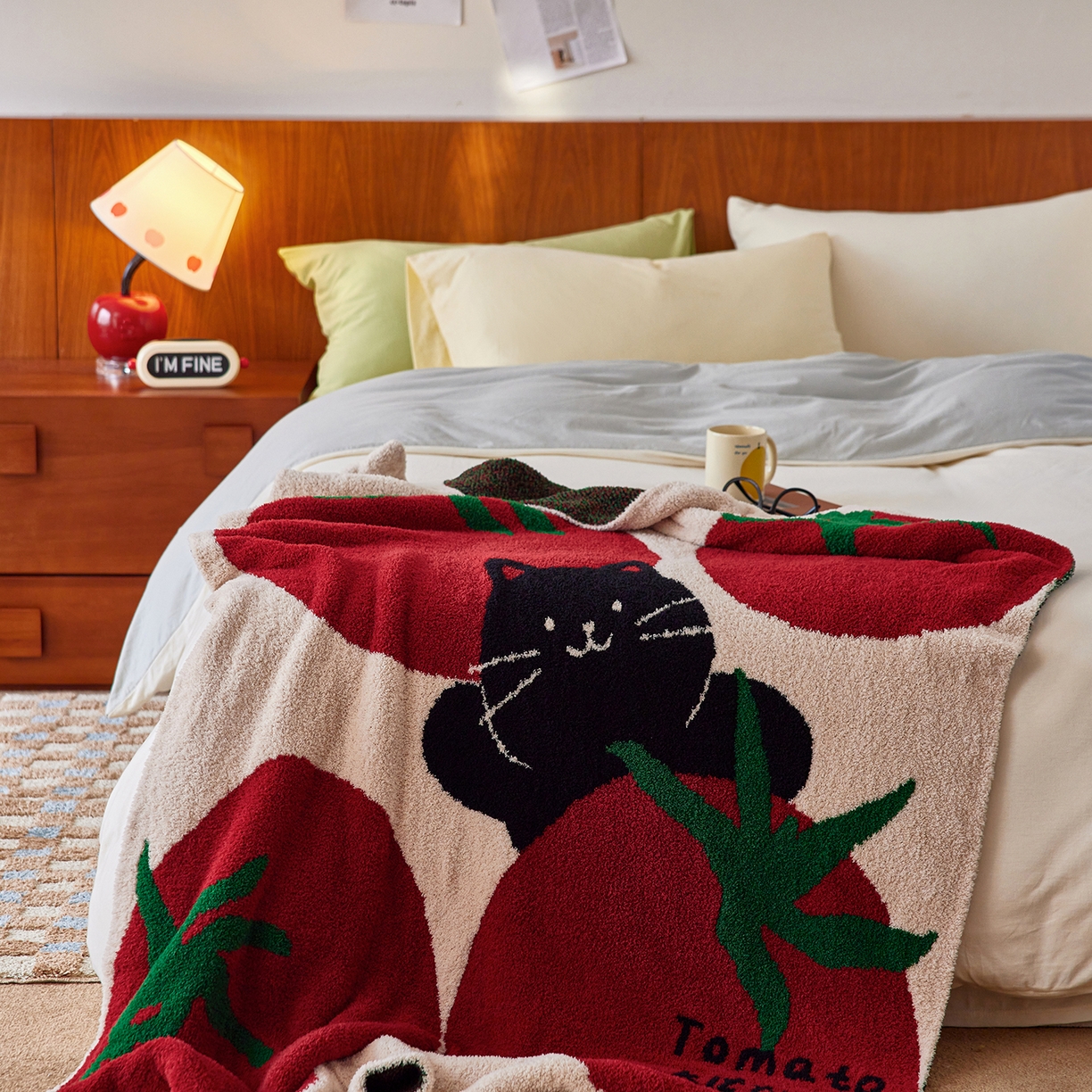 91家纺网 家纺一手货源 找家纺 安莱生活 2025新款设计师款半边绒多功能盖毯 西红柿首富