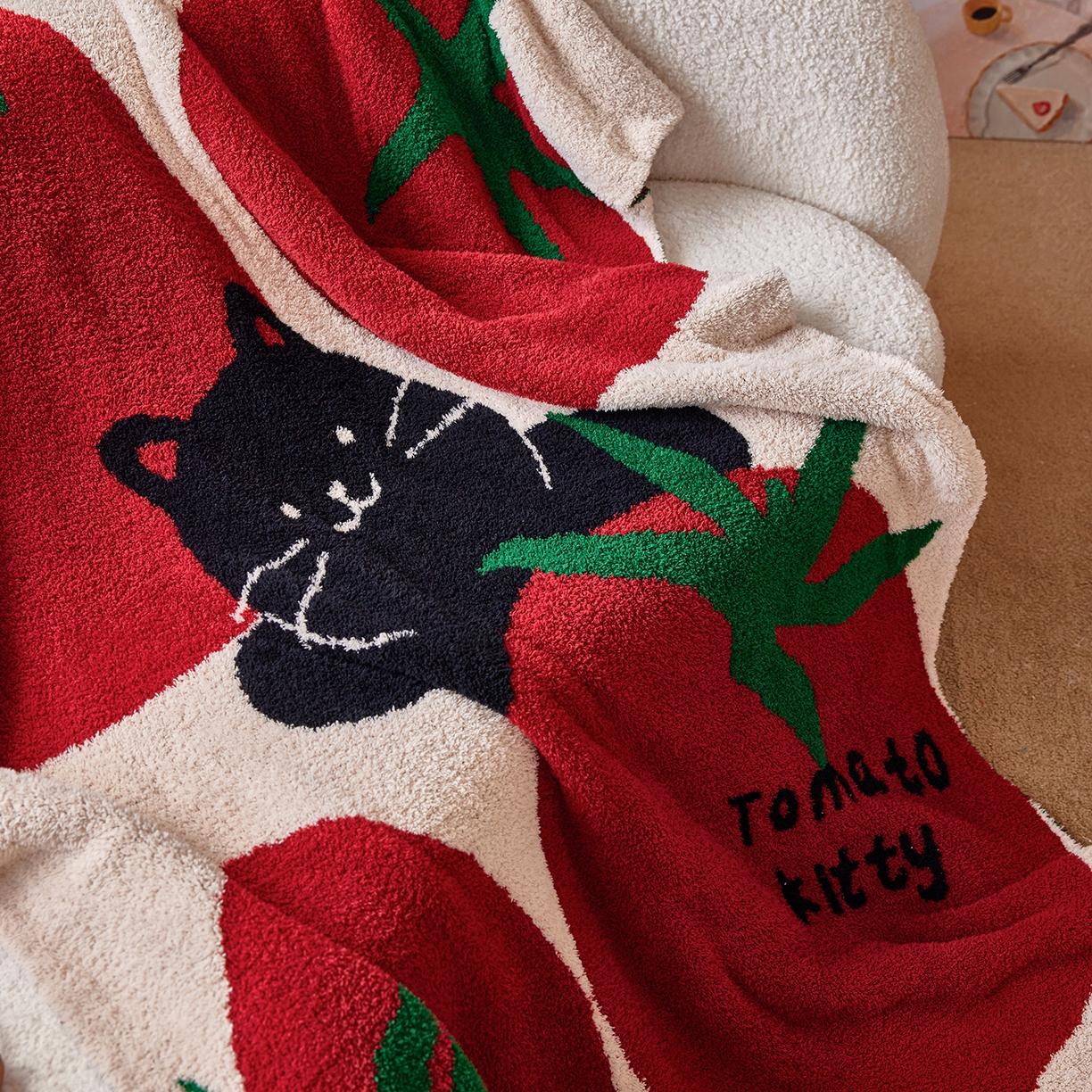 91家纺网 家纺一手货源 找家纺 安莱生活 2025新款设计师款半边绒多功能盖毯 西红柿首富