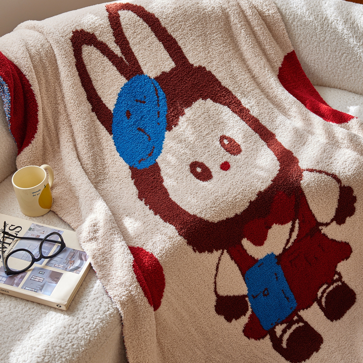 91家纺网 家纺一手货源 找家纺 安莱生活 2025新款设计师款半边绒多功能盖毯 kk兔