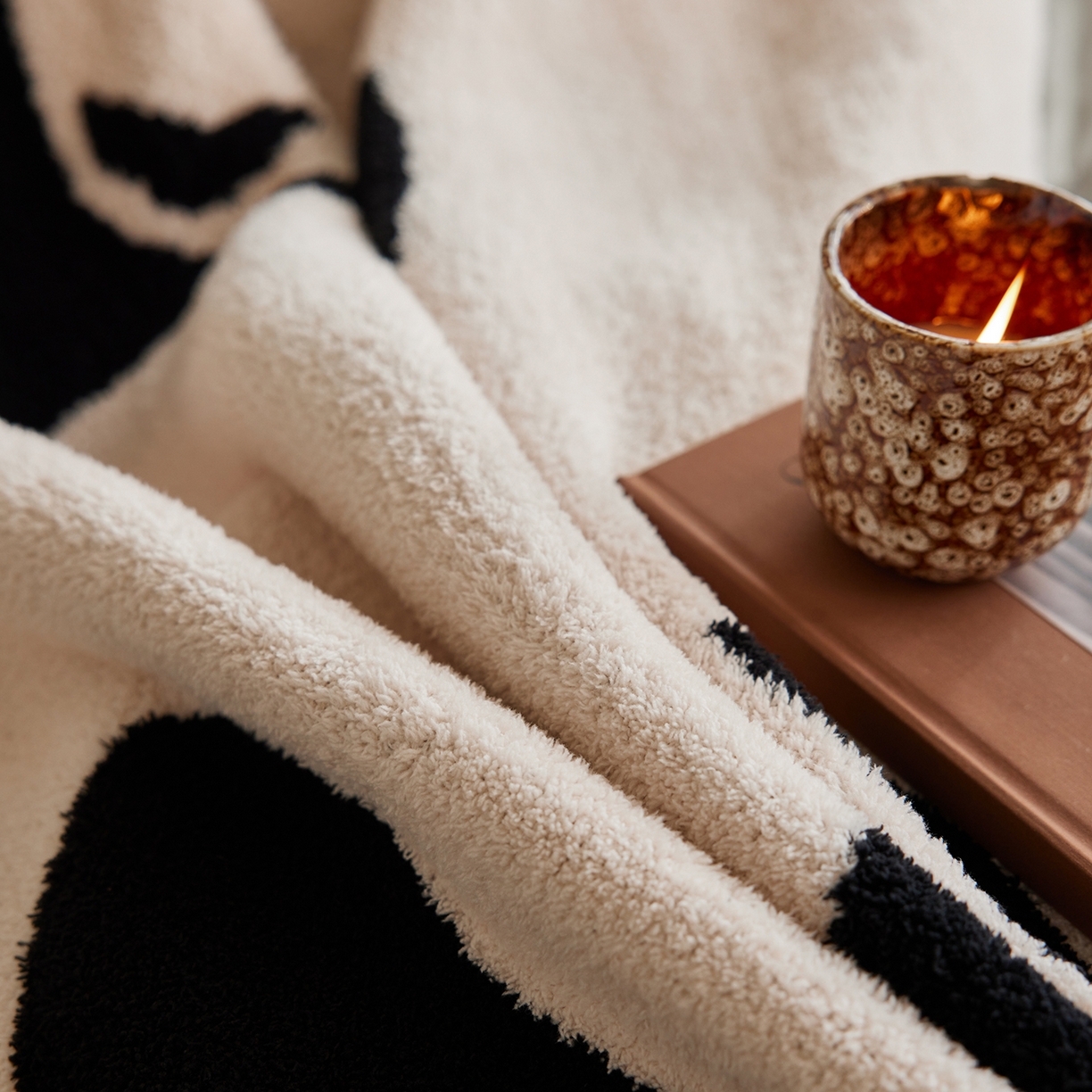 91家纺网 家纺一手货源 找家纺 安莱生活 2025新款设计师款半边绒多功能盖毯 panda