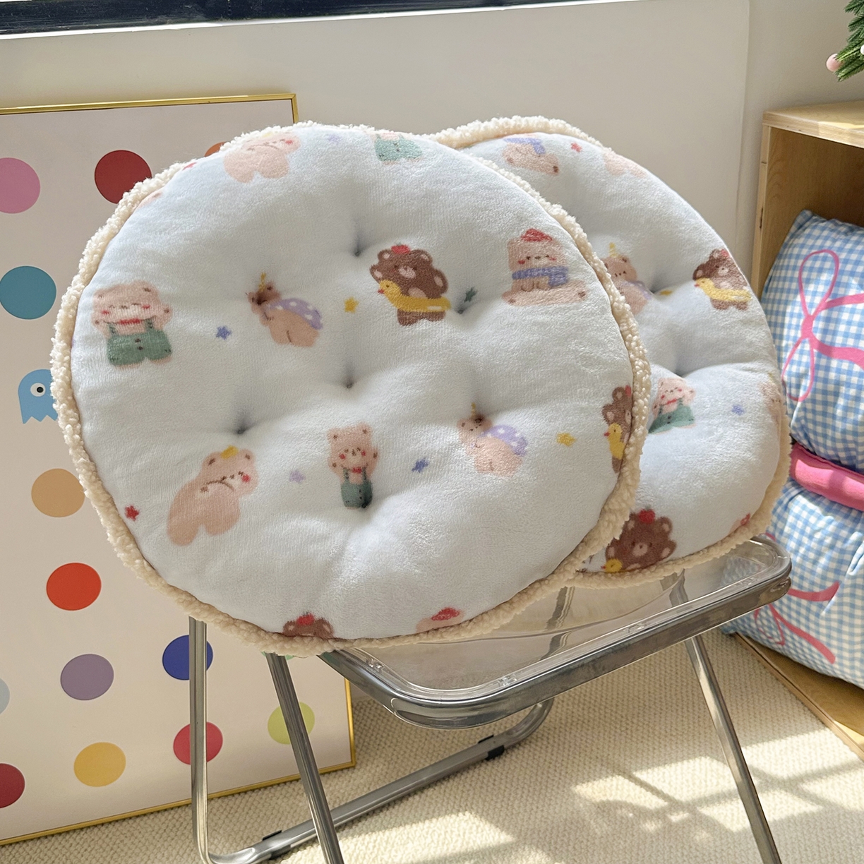 91家纺网 家纺一手货源 找家纺 （总）番茄+2025秋冬新款牛奶绒卡通蒲团坐垫