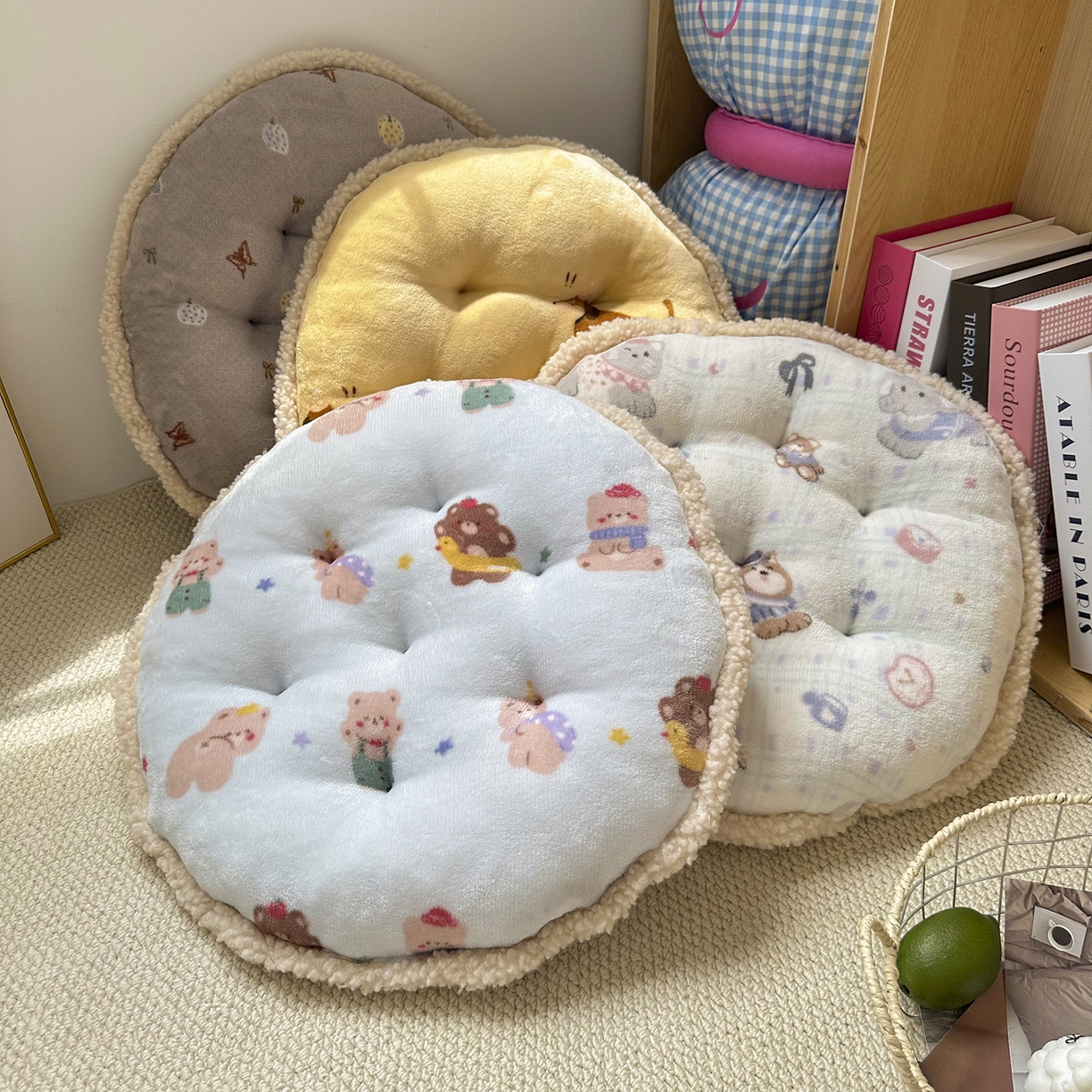 （总）番茄+2025秋冬新款牛奶绒卡通蒲团坐垫