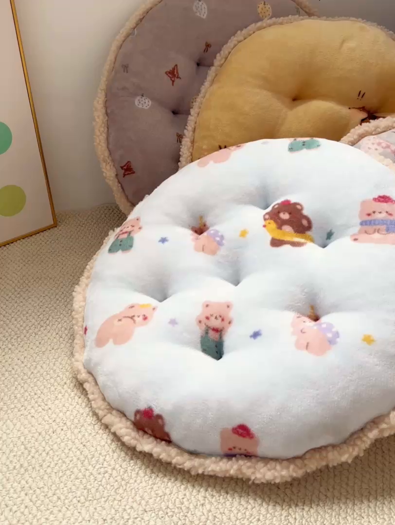 91家纺网 家纺一手货源 找家纺 （总）番茄+2025秋冬新款牛奶绒卡通蒲团坐垫