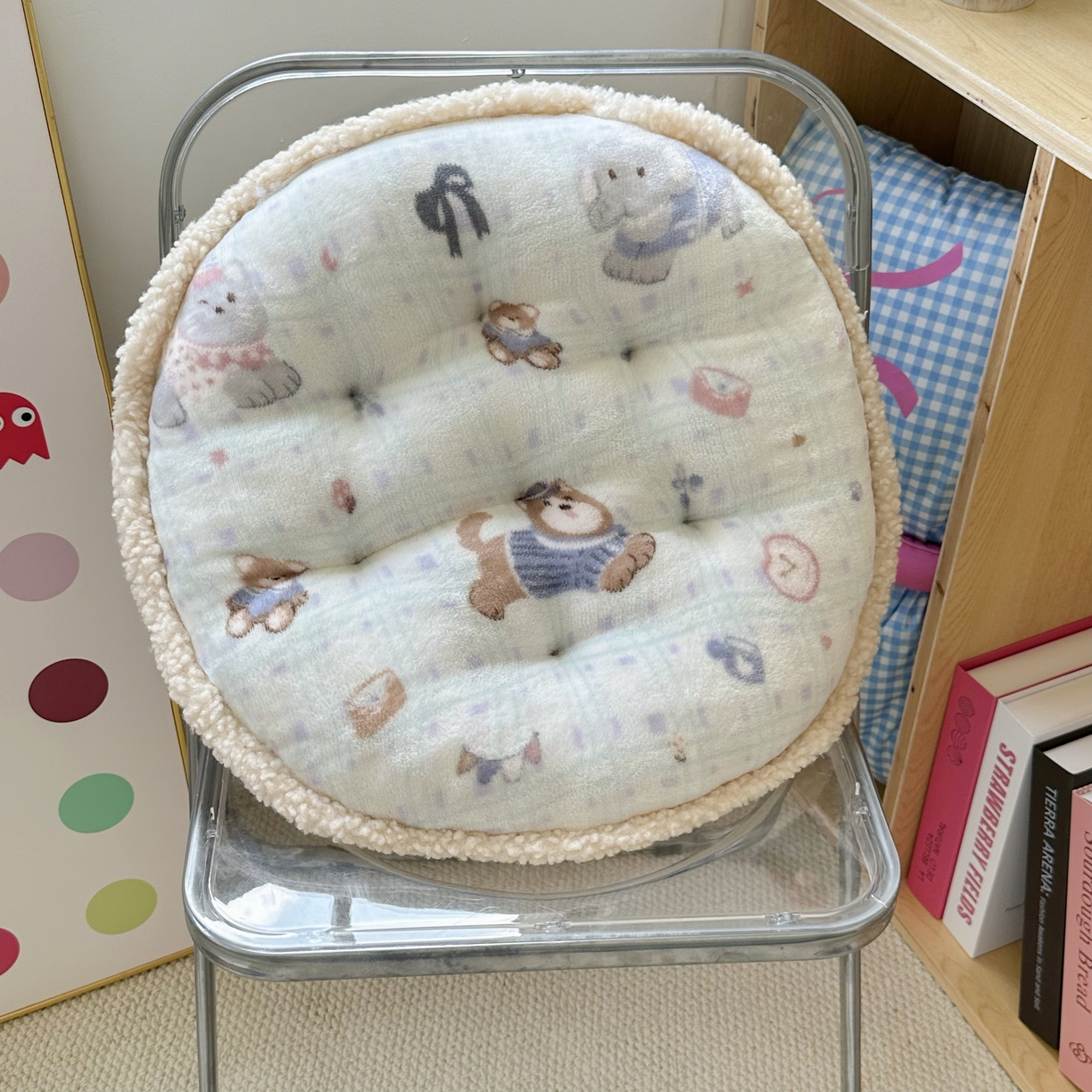 番茄+2025秋冬新款牛奶绒卡通蒲团坐垫 小象与猫紫