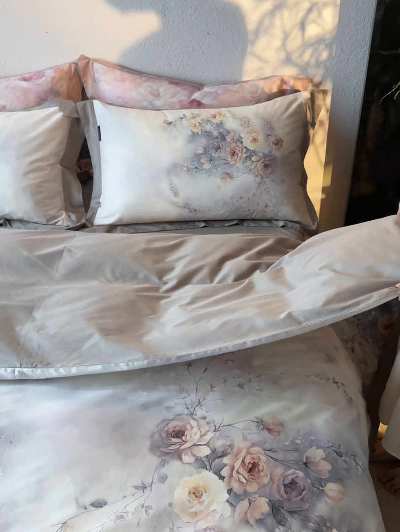 91家纺网 家纺一手货源 找家纺 （总）轩和家居 2025新款轻奢A类70S长绒棉纯棉印花四件套-第三组