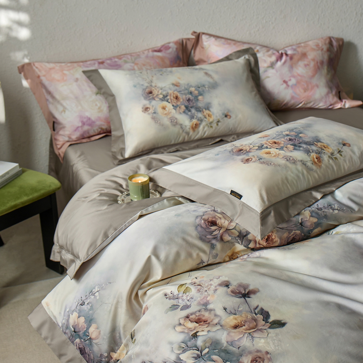 91家纺网 家纺一手货源 找家纺 （总）轩和家居 2025新款轻奢A类70S长绒棉纯棉印花四件套-第三组