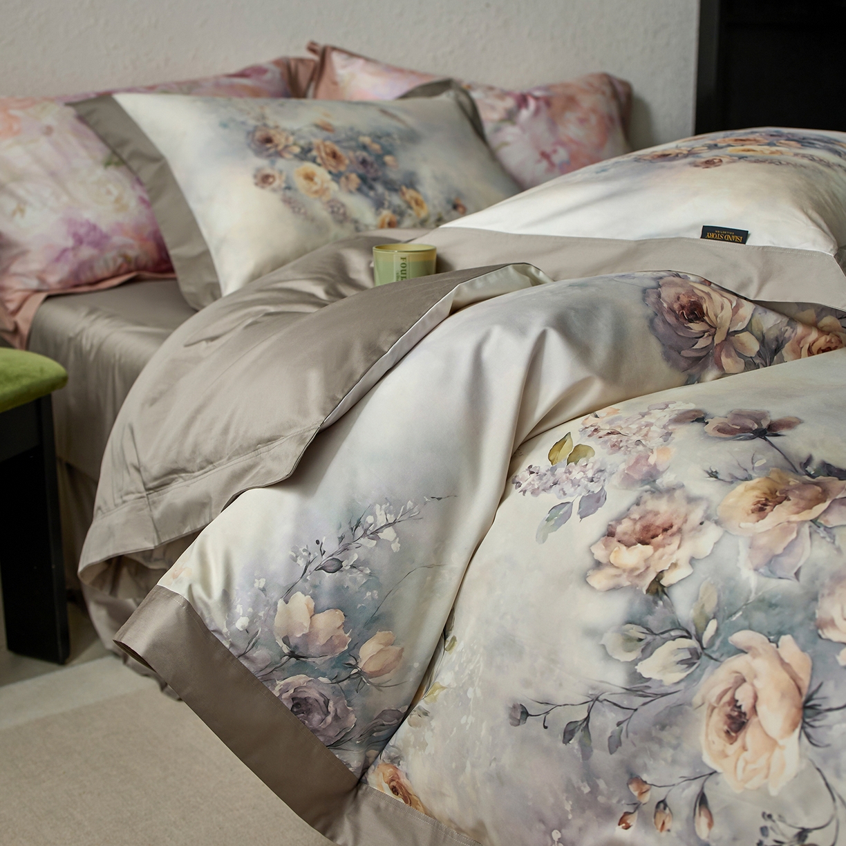 轩和家居 2025新款轻奢A类70S长绒棉纯棉印花四件套-第三组 花间入梦