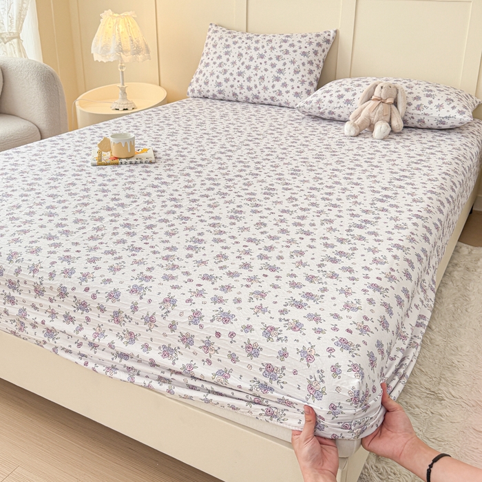 91家纺网 家纺一手货源 找家纺 小萌虎2025新款双层纱皱皱棉床笠 仙游记