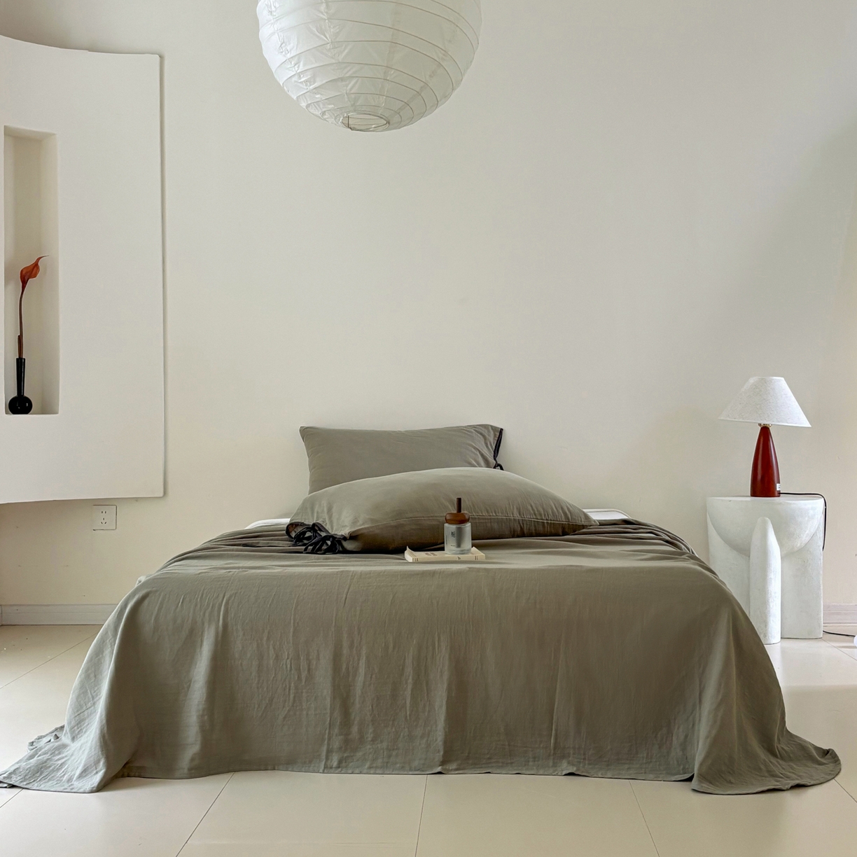 91家纺网 家纺一手货源 找家纺 （总）FORTWO家纺原创设计（FOR TWO家纺） 2025新款40支双层纱撞色包边蝴蝶结款单床单-海盐