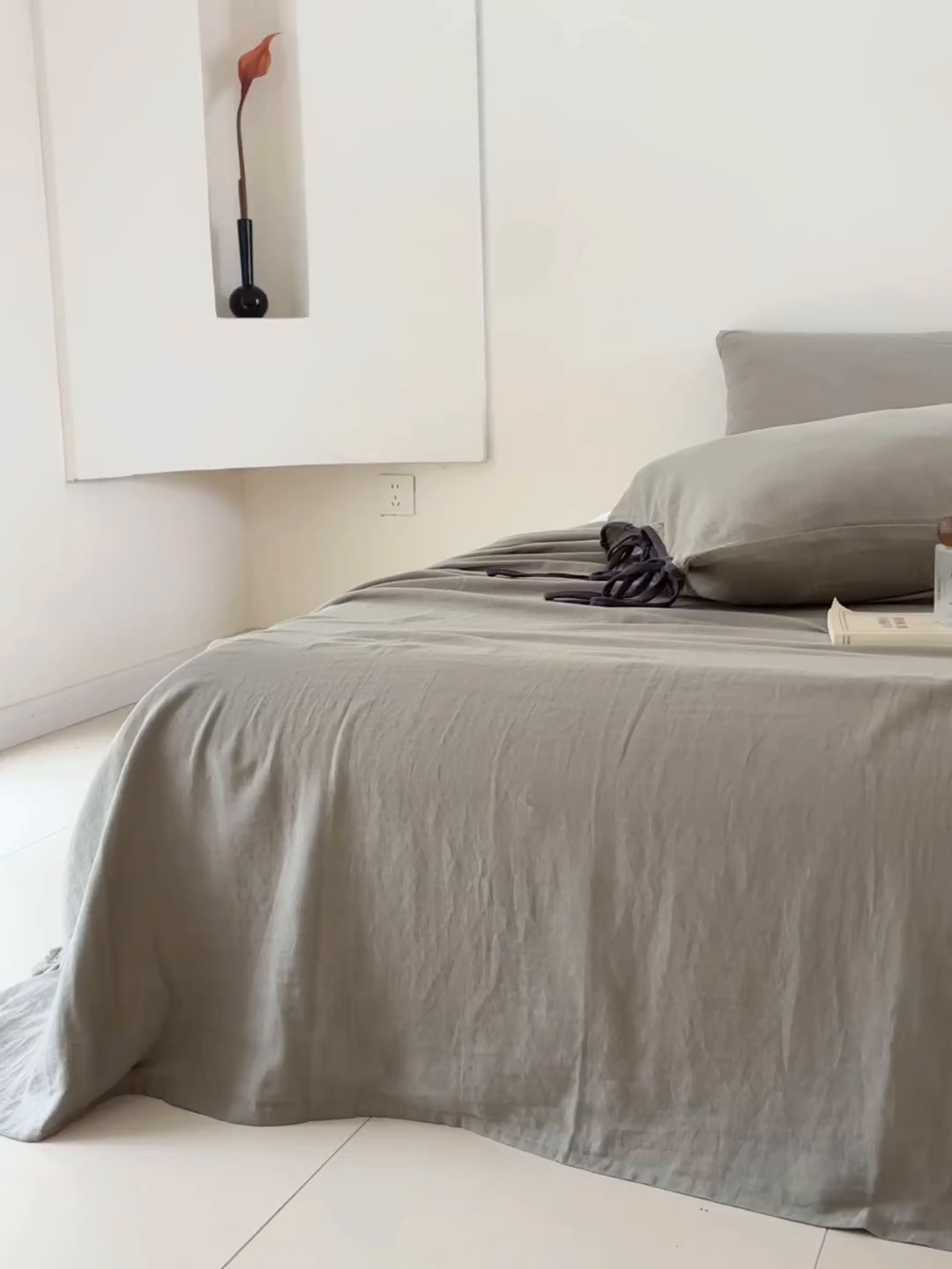 91家纺网 家纺一手货源 找家纺 FORTWO家纺原创设计（FOR TWO家纺） 2025新款40支双层纱撞色包边蝴蝶结款单床单-海盐 海盐-青石绿