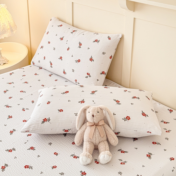 91家纺网 家纺一手货源 找家纺 小萌虎2025新款双层纱皱皱棉床笠 黛莉