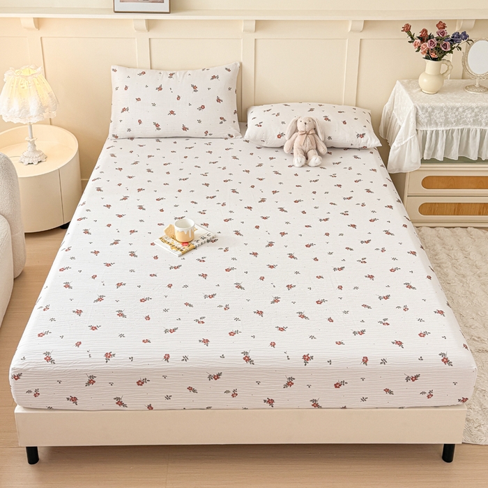 91家纺网 家纺一手货源 找家纺 小萌虎2025新款双层纱皱皱棉床笠 黛莉