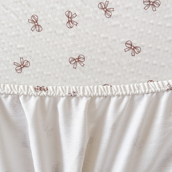 91家纺网 家纺一手货源 找家纺 小萌虎2025新款双层纱皱皱棉床笠 蝴蝶结