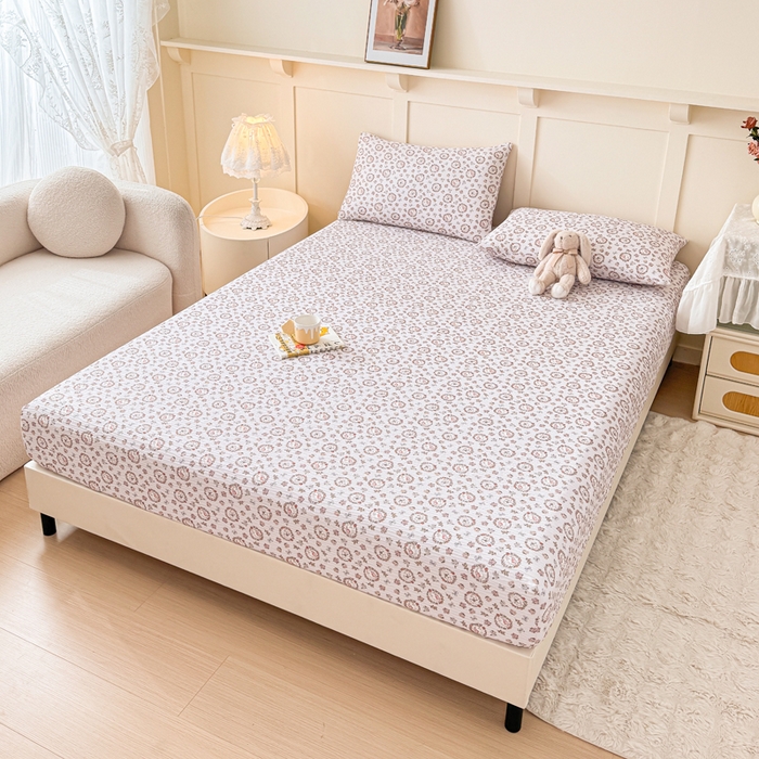 91家纺网 家纺一手货源 找家纺 小萌虎2025新款双层纱皱皱棉床笠 小花园