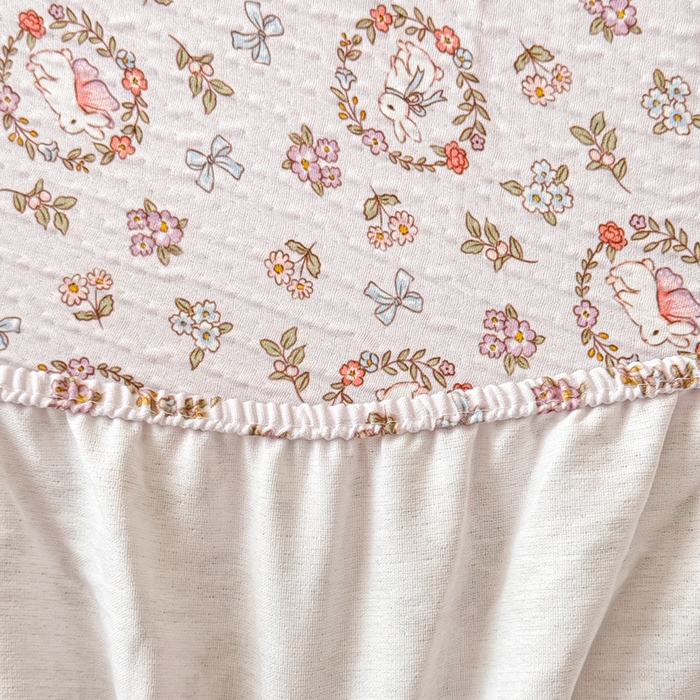 91家纺网 家纺一手货源 找家纺 小萌虎2025新款双层纱皱皱棉床笠 小花园