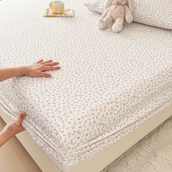 91家纺网 家纺一手货源 找家纺 小萌虎2025新款双层纱皱皱棉床笠 拓颖