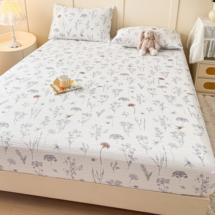 91家纺网 家纺一手货源 找家纺 小萌虎2025新款双层纱皱皱棉床笠 简森