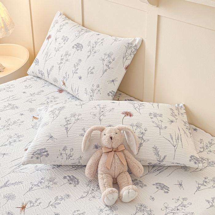 91家纺网 家纺一手货源 找家纺 小萌虎2025新款双层纱皱皱棉床笠 简森