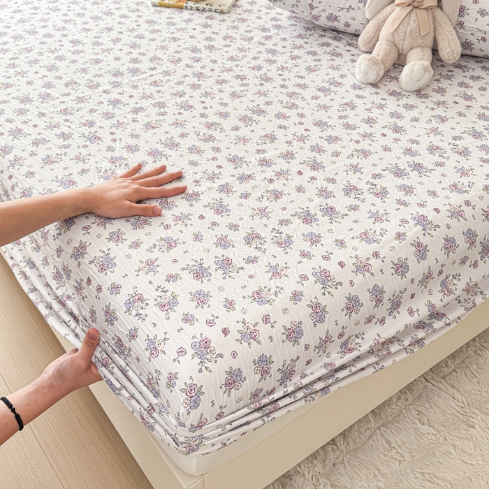 91家纺网 家纺一手货源 找家纺 小萌虎2025新款双层纱皱皱棉床笠 仙游记