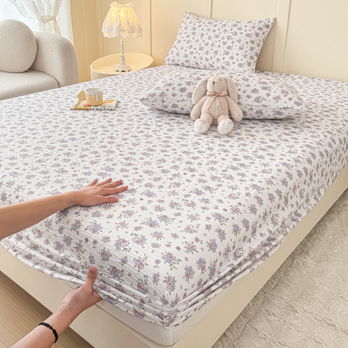 91家纺网 家纺一手货源 找家纺 小萌虎2025新款双层纱皱皱棉床笠 仙游记