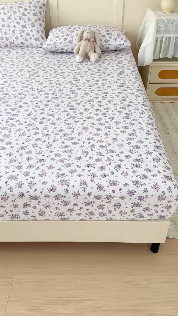 91家纺网 家纺一手货源 找家纺 小萌虎2025新款双层纱皱皱棉床笠 仙游记