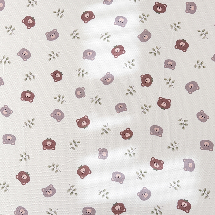 91家纺网 家纺一手货源 找家纺 小萌虎2025新款双层纱皱皱棉床笠 小熊