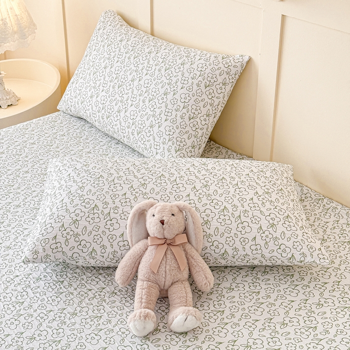 91家纺网 家纺一手货源 找家纺 小萌虎2025新款双层纱皱皱棉床笠 花梦里