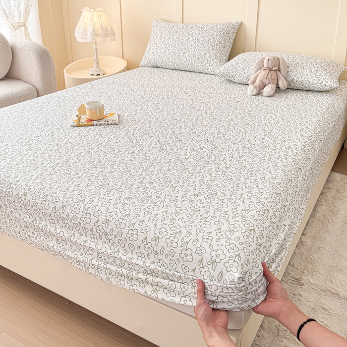 小萌虎2025新款双层纱皱皱棉床笠 花梦里