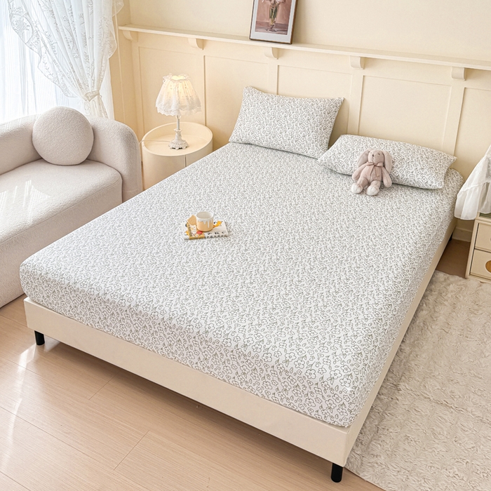 91家纺网 家纺一手货源 找家纺 小萌虎2025新款双层纱皱皱棉床笠 花梦里