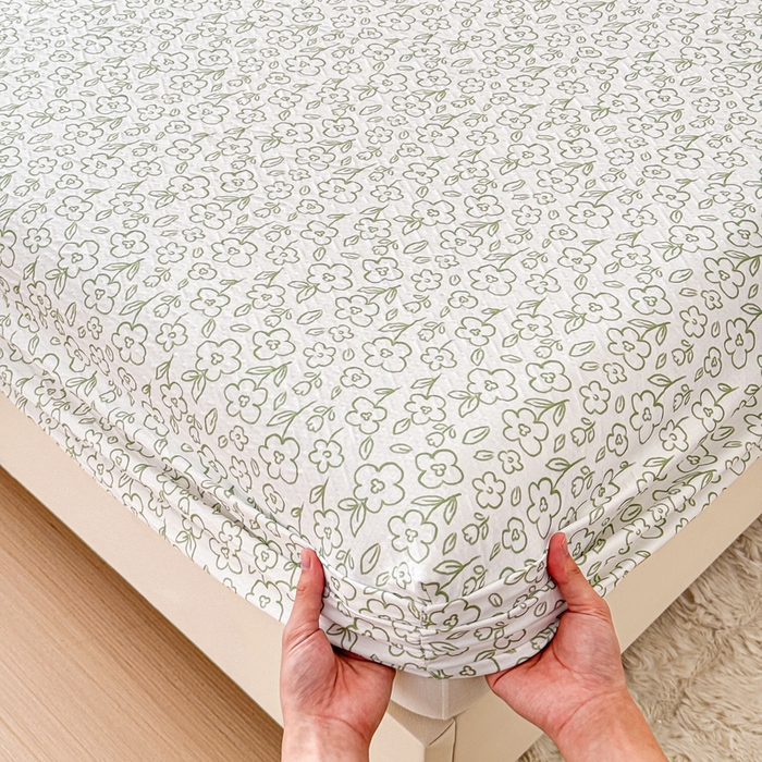 91家纺网 家纺一手货源 找家纺 小萌虎2025新款双层纱皱皱棉床笠 花梦里