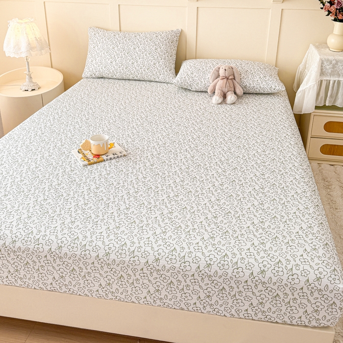 91家纺网 家纺一手货源 找家纺 小萌虎2025新款双层纱皱皱棉床笠 花梦里