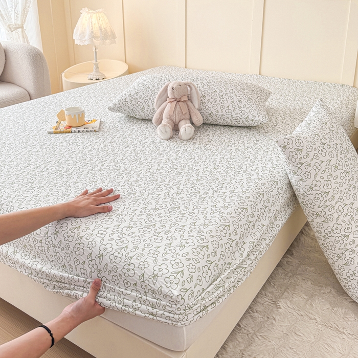 91家纺网 家纺一手货源 找家纺 小萌虎2025新款双层纱皱皱棉床笠 花梦里