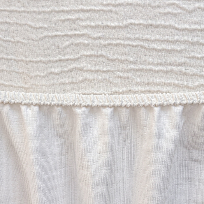 91家纺网 家纺一手货源 找家纺 小萌虎2025新款双层纱皱皱棉床笠 米白