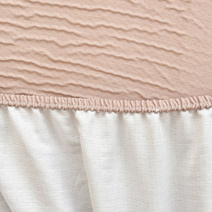 91家纺网 家纺一手货源 找家纺 小萌虎2025新款双层纱皱皱棉床笠 奶咖