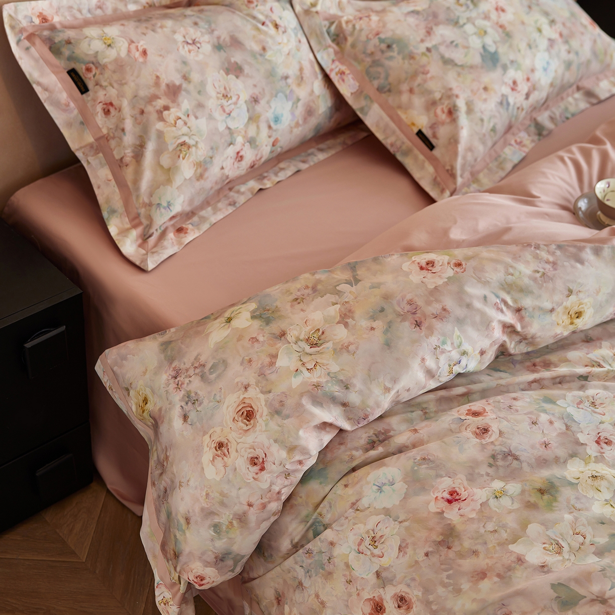 91家纺网 家纺一手货源 找家纺 （总）轩和家居 2025新款轻奢A类70S长绒棉纯棉印花四件套-第二组