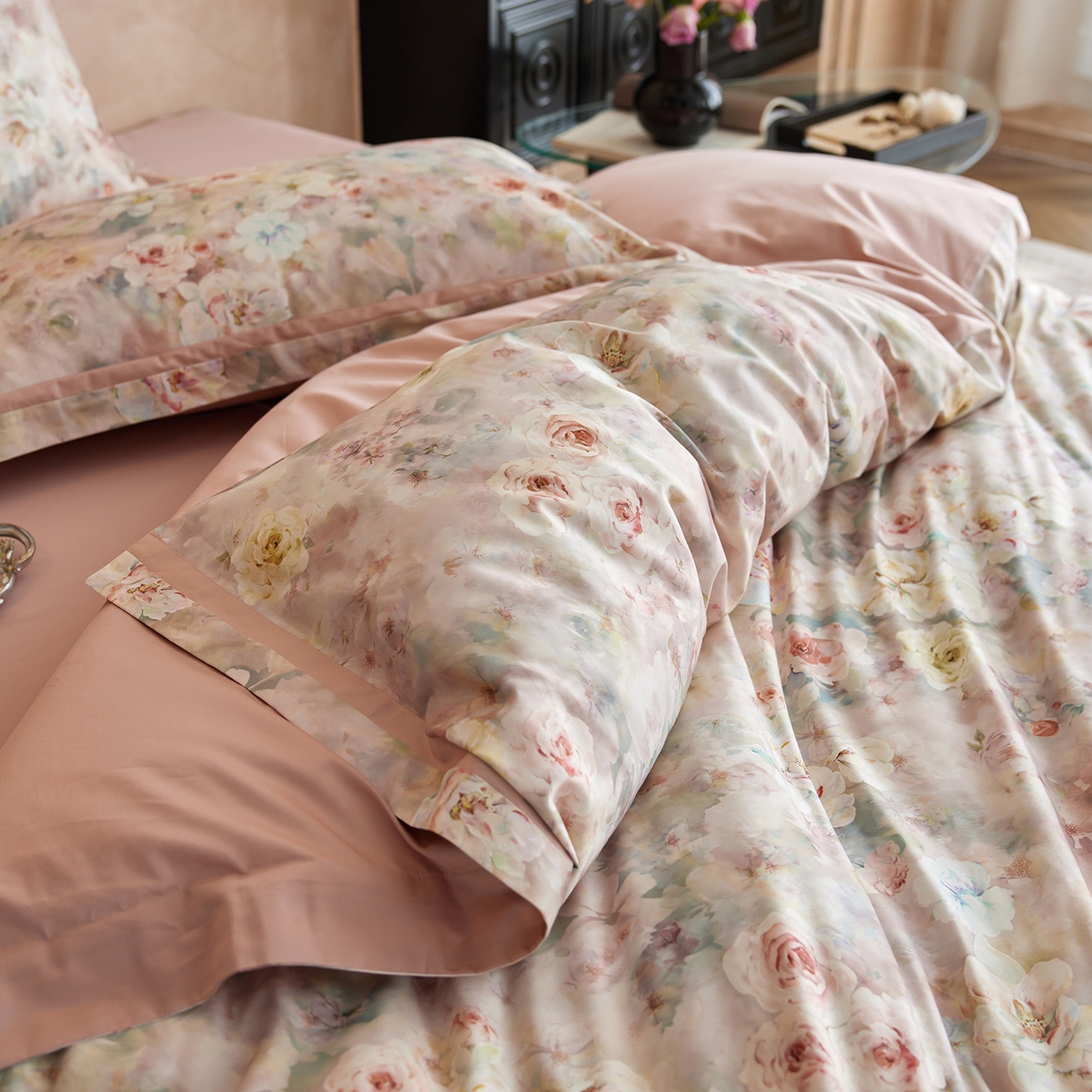 91家纺网 家纺一手货源 找家纺 （总）轩和家居 2025新款轻奢A类70S长绒棉纯棉印花四件套-第二组