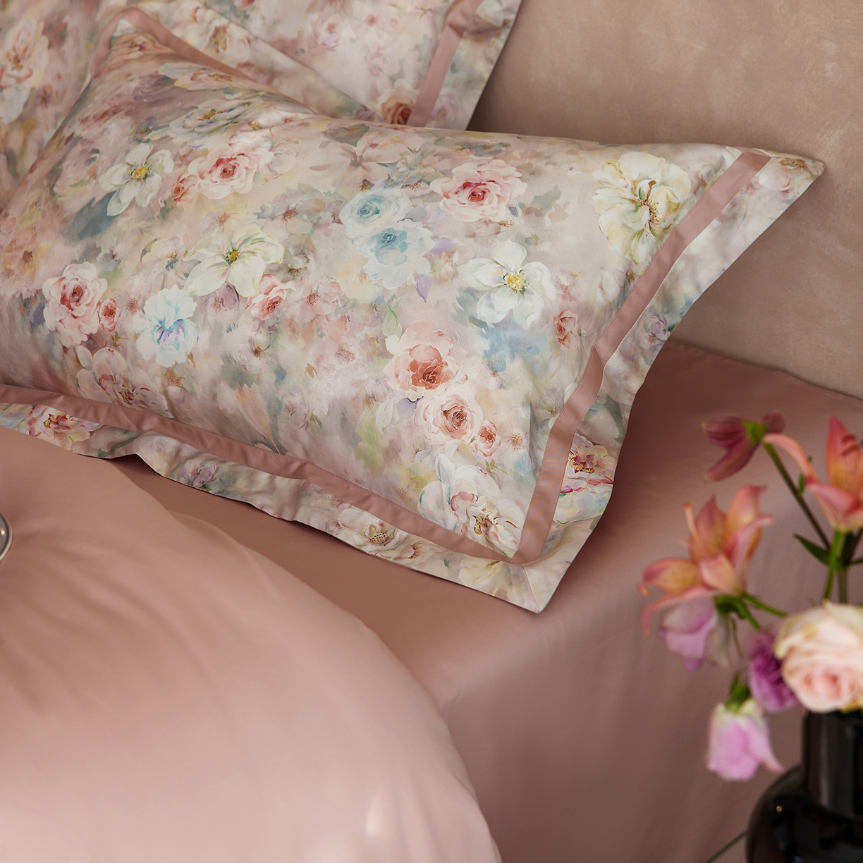 91家纺网 家纺一手货源 找家纺 轩和家居 2025新款轻奢A类70S长绒棉纯棉印花四件套-第二组 暗香