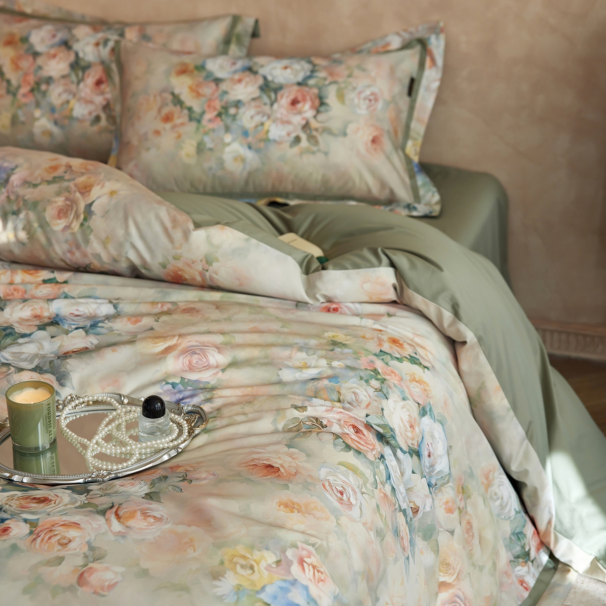 轩和家居 2025新款轻奢A类70S长绒棉纯棉印花四件套-第二组 风沐