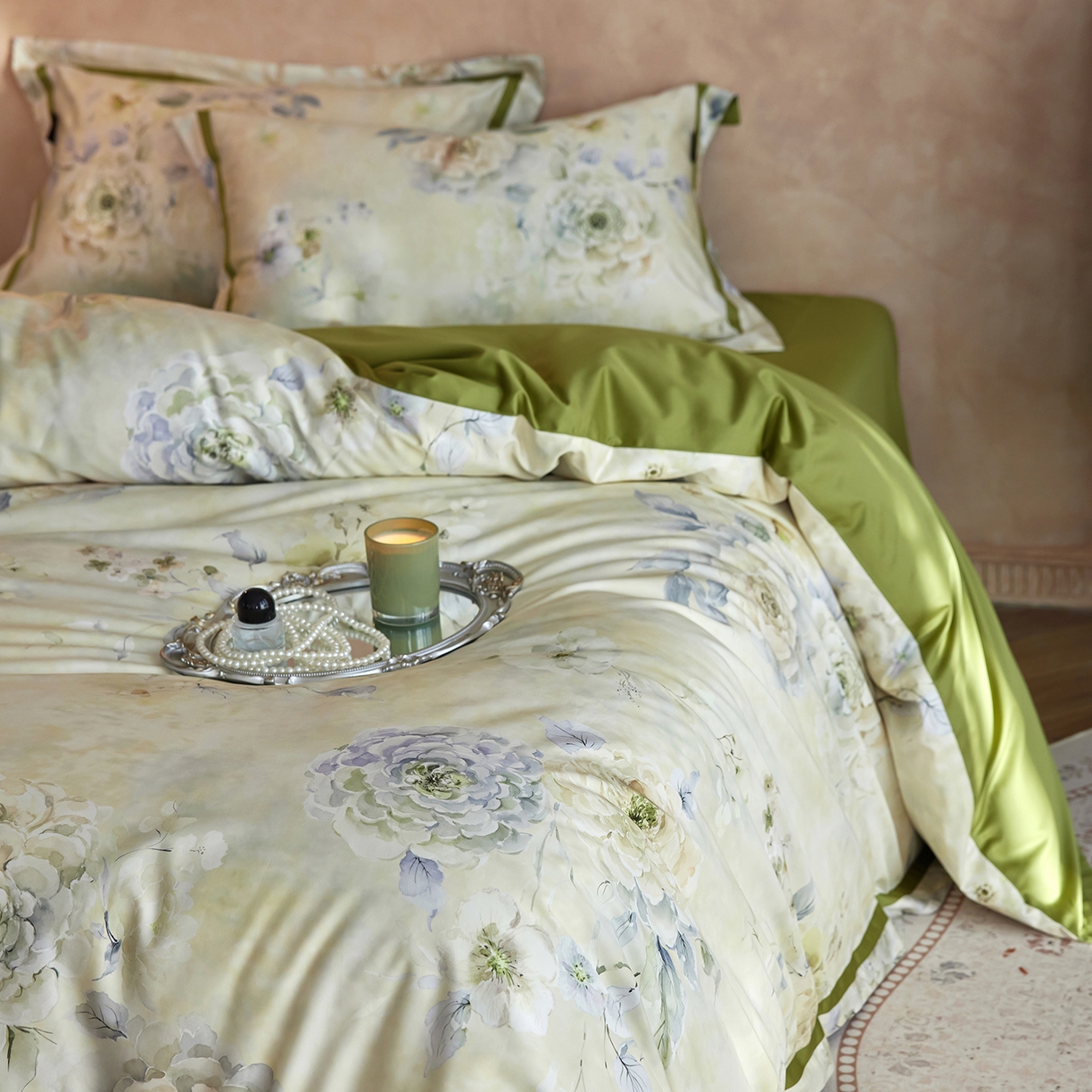 轩和家居 2025新款轻奢A类70S长绒棉纯棉印花四件套-第二组 南枝