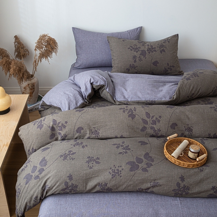 91家纺网 家纺一手货源 找家纺 芯贝儿 2025秋冬新品加厚原麻复古风亚麻皱皱双层纱水洗m四件套 颂青时